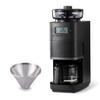 Shiroka Cone Type Fully Automatic Coffee Maker Cafe Bako PRO Measuring Not Grain To 6 Reservation Direct Steel Filter Black [Glass Server/Bean/Powder