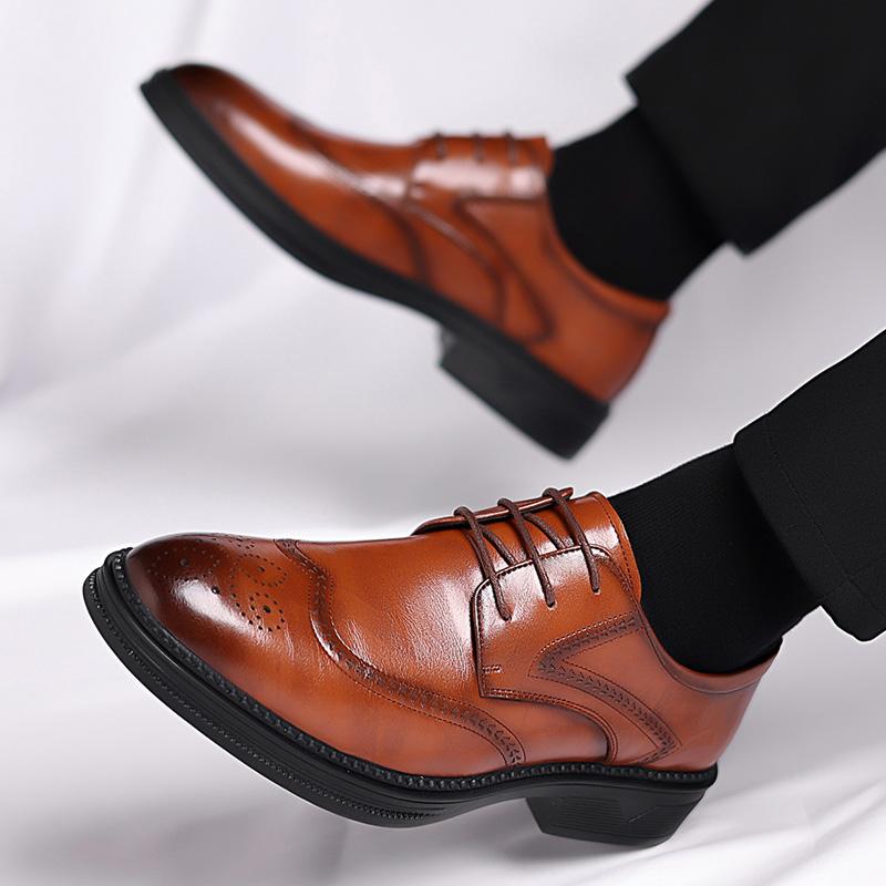 Мода Новые Мягкие Удобные Барокко Бренд Резные Оксфорды Нескользящая Плоская Подошва Заостренный Носок Мужские Офисные Деловые Качественные Оксфорды