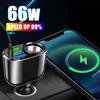 QC3.0 66w Car Charger 12V/24V Dual USB Power Adapter Quick Charger Car Cigar Lighter Socket Type-C+2.4A LED Digital Display