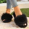 Fashion Autumn Winter Women Plush Slippers Fluffy Light Flip Flops Home Open Toes Living Room Shoes Fashion Sexy Slides Pantuflas Mujer