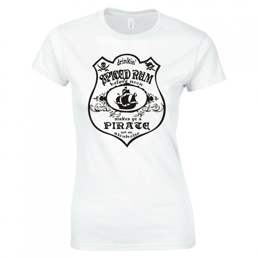 Funny Drinkin Spiced Rum Before Noon Makes Ye A Pirate Skinny Fit TShirt