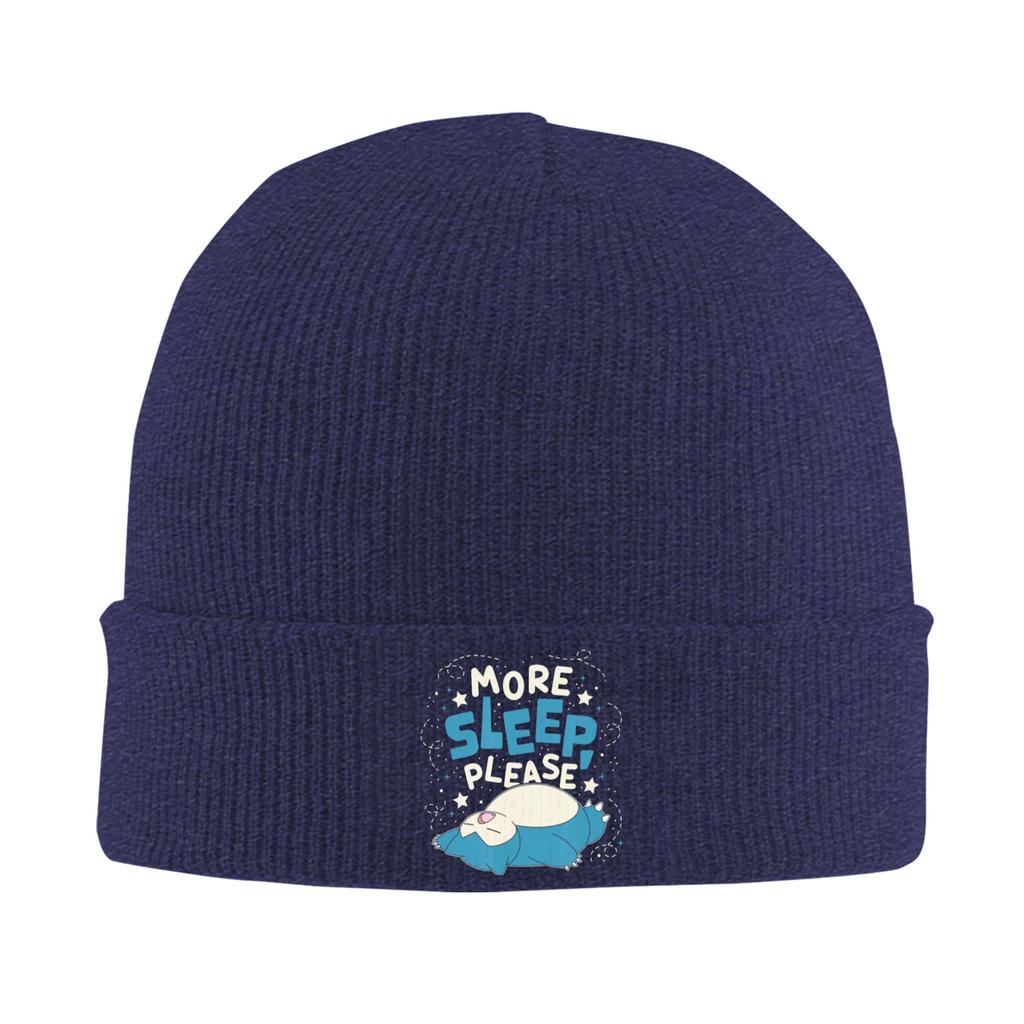 PPokemon Snorlax More Sleep Please Knitted Caps for Women Unisex Beanies Autumn Winter Hats Acrylic Warm Cap