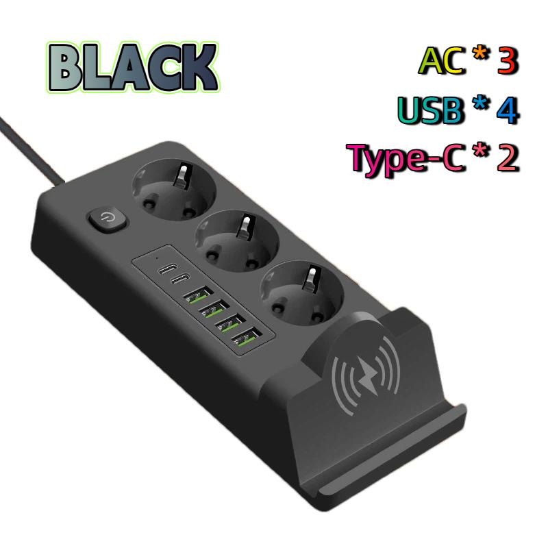 EU To EU Power Station – Multi-Outlet USB PD Strip with Built-in Charging Pad