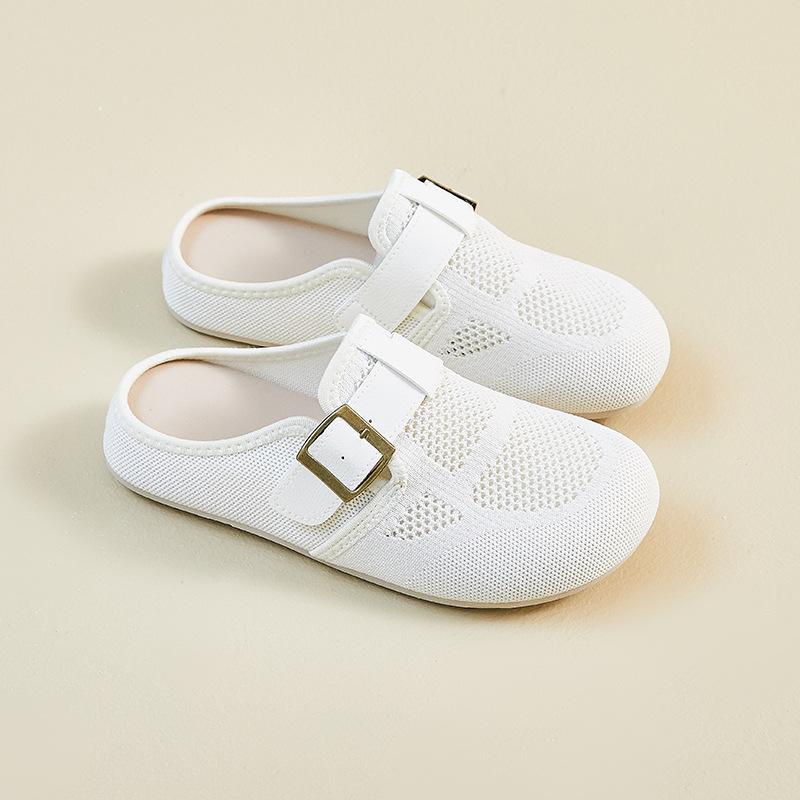 New Summer Small White Shoes Korean Style Female Student Lazy Person Pedals Half-support Casual Shoes Street Shot