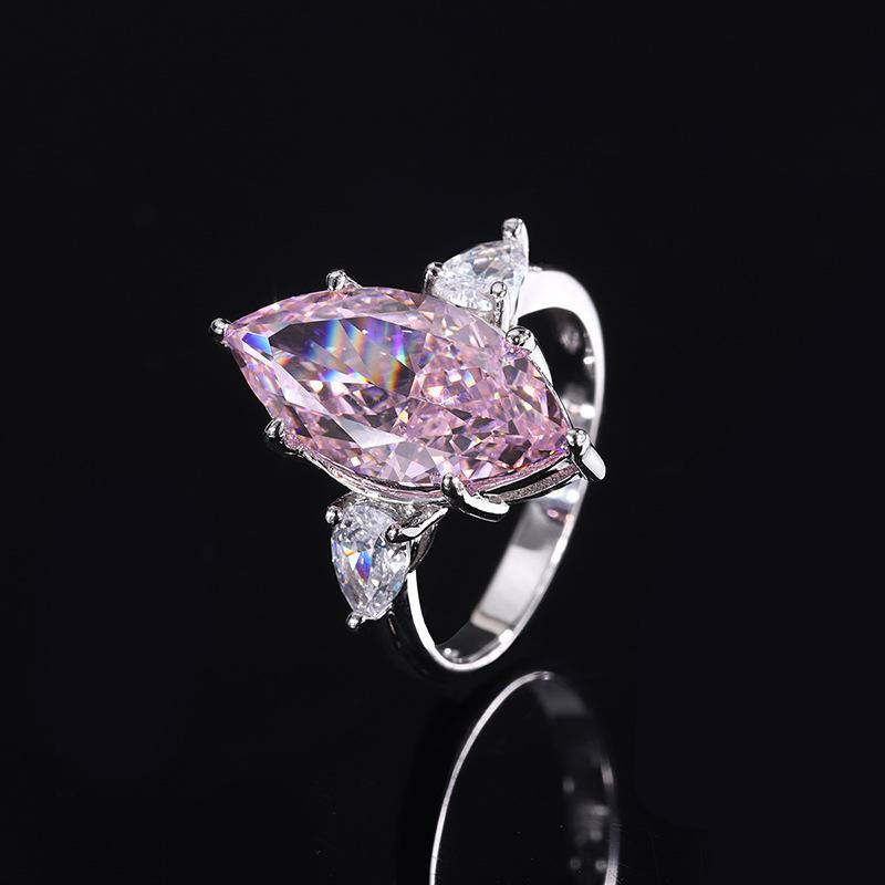 Gica Gema Vintage 925 Sterling Silver Mariquesa Cut 9*18mm Zircons Gemstone Wedding Engagement Ring Fine Jewelry