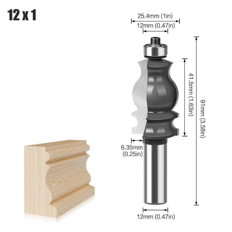 Architectural Molding Router Bit 1/2inch Shank 12mm Shank Tenon Cutter for Woodworking Tools