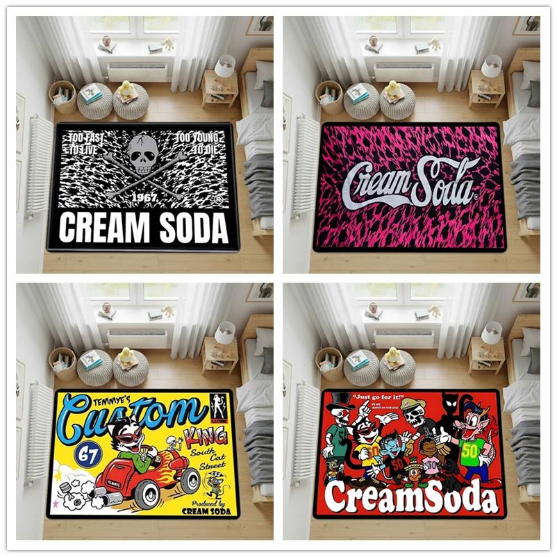 Cream Soda TEMMYES BLACK CATS Cat Street Trendy Brand Rug,living Room Carpet,computer Chair Floor Mat,Entrance Mat, Entryway Rug