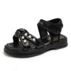 Girls Sandals With Pearl Decorations Soft Sole Princess Style Beach Shoes Toddlers Kids