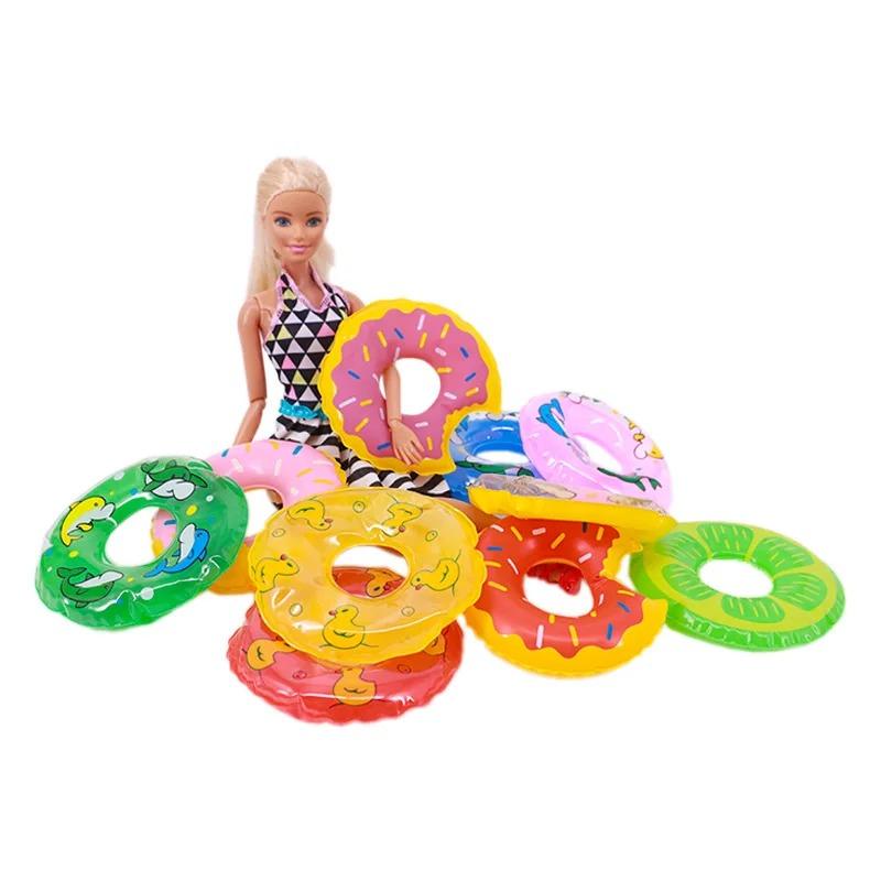 10/20 шт. Круг для плавания куклы Мини-круги для плавания для куклы Барби Надувной спасательный круг Игрушки Утка Игрушки для детского душа Аксессуары для кукольного домика