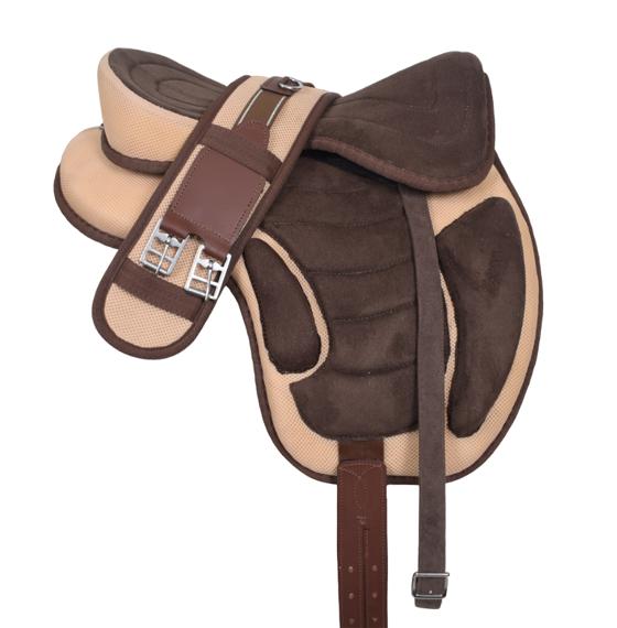 Treeless Freemax Synthetic Horse Saddle & Tack Beige-Brown 17" Inch