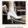 Retro Mary Jane Shoes for Women Square Head Thick Heel Black Versatile High Heels French Single Shoes Spring Summer Autumn