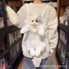 New Super Realistic Three Flower Cat Backpack Pure Handmade Cute Cat Plush Doll Shopping Bag Travel Storage Makeup Bag Gift