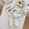 Solid Color White Socks Bow Print Ballet Style Sweet Girls Middle Tube Socks Women Japanese Style Lolita Kawaii Cute Long Socks