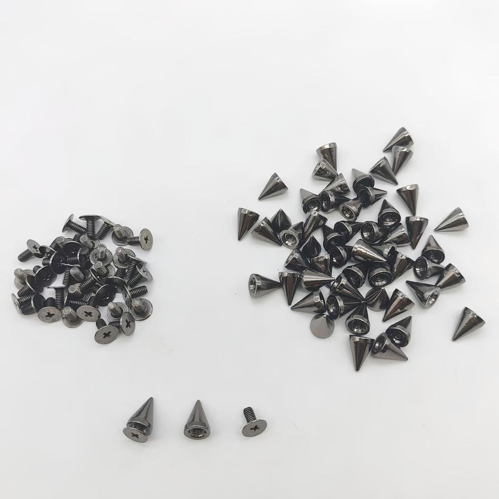 200-Piece 7x9.5mm Metal Alloy Cone Studs, Bullet Head Decorative Screws, Punk Rivets for DIY Clothing