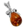 [Q6783] - Silver Pendant 'Inspiration' Cognac Amber (rhodium-plated) - 16x10 Mm