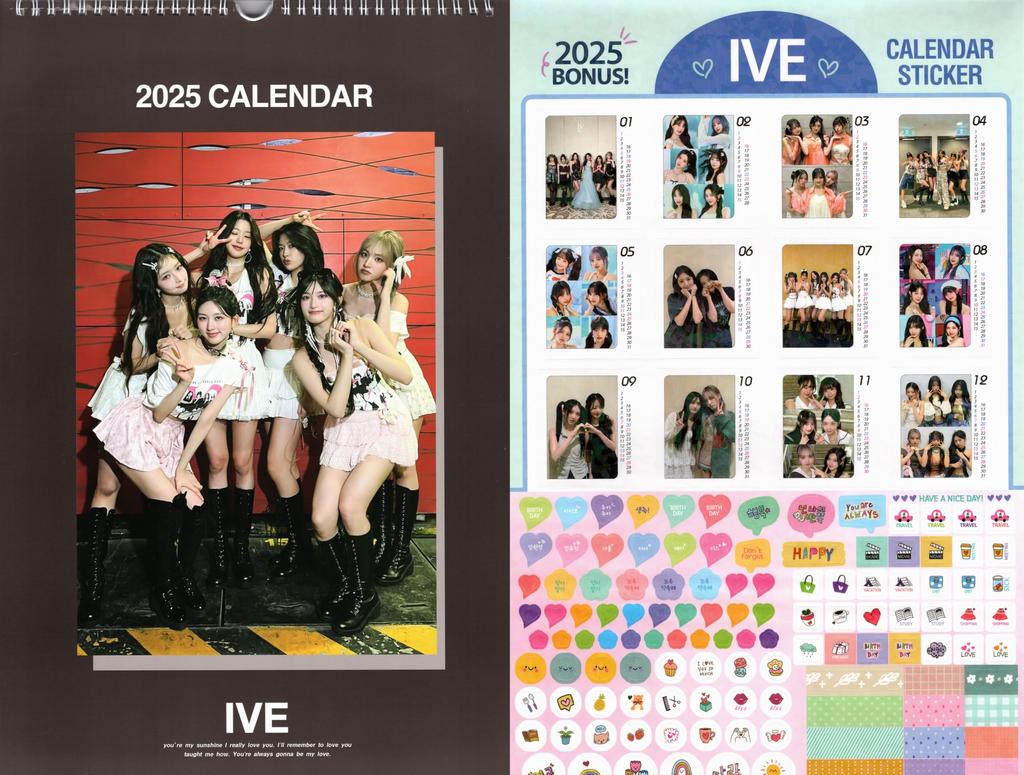 IVE Ive Goods Large Wall Calendar 2024 Sticker Set (Reiwa 6) + K-POP