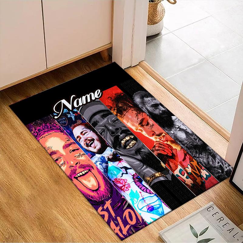 Custom Name Post Malone Artwork Rug Game Carpet, Floor Mat for Bedroom Living Room Entryway Rug, Home Decor Idea Gift for Christmas birthday