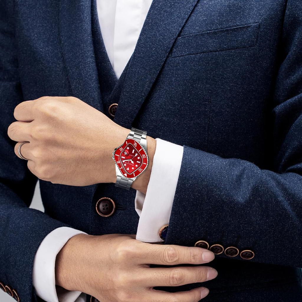 Водонепроницаемые аналоговые аксессуары из нержавеющей стали Рождественский подарок Мужской ремешок для часов, Простой, Стильный, Серебристый, Мужской - День отца, День святого Валентина,