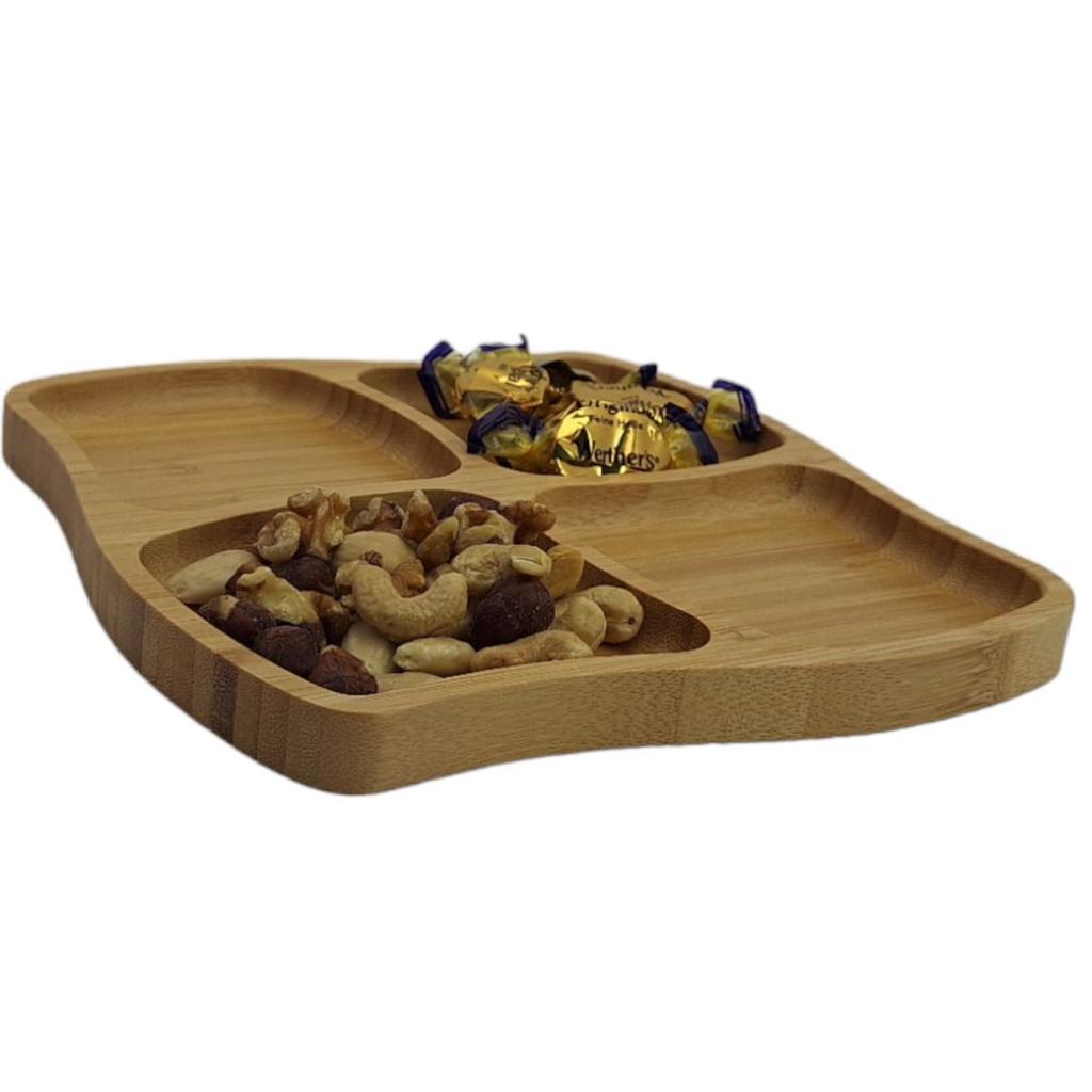 Plate Wooden Board Bamboo Plate Compartments For Snacks Dishes Cakes