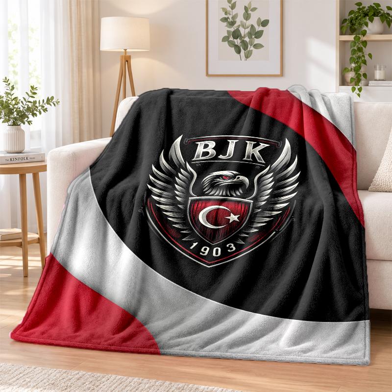 Beşiktaş FC Printed Flannel Blanket Warm Comfort Bed Throw For Indoor Home Decoration