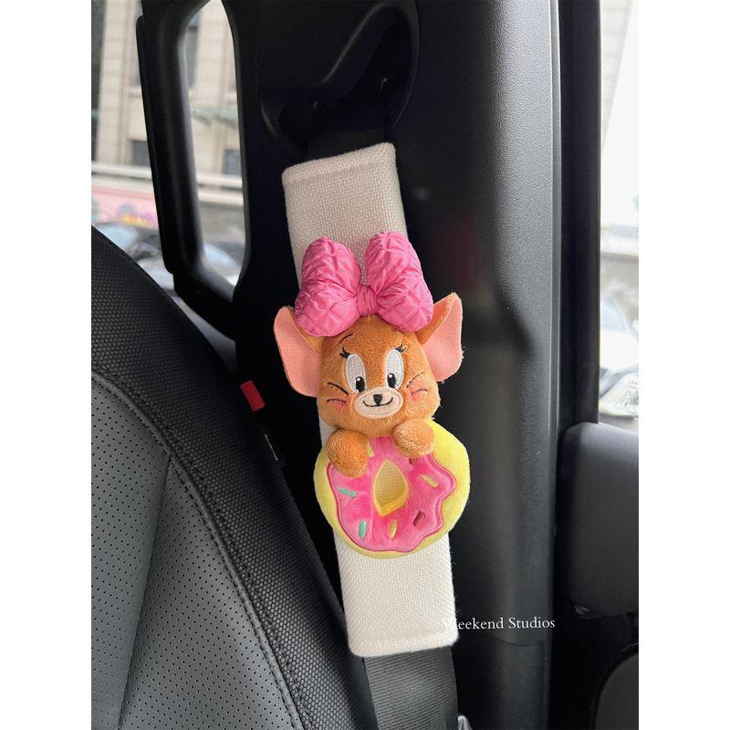 Tom and Jerry Plush Toy Car Seatbelt Shoulder Pad Car Seat Headrest Decoration New Car Gift