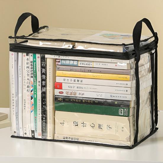 Multifunctional Storage Box Foldable Book Box with Handle Zipper Closure Waterproof Toy Box Transparent Storage Case