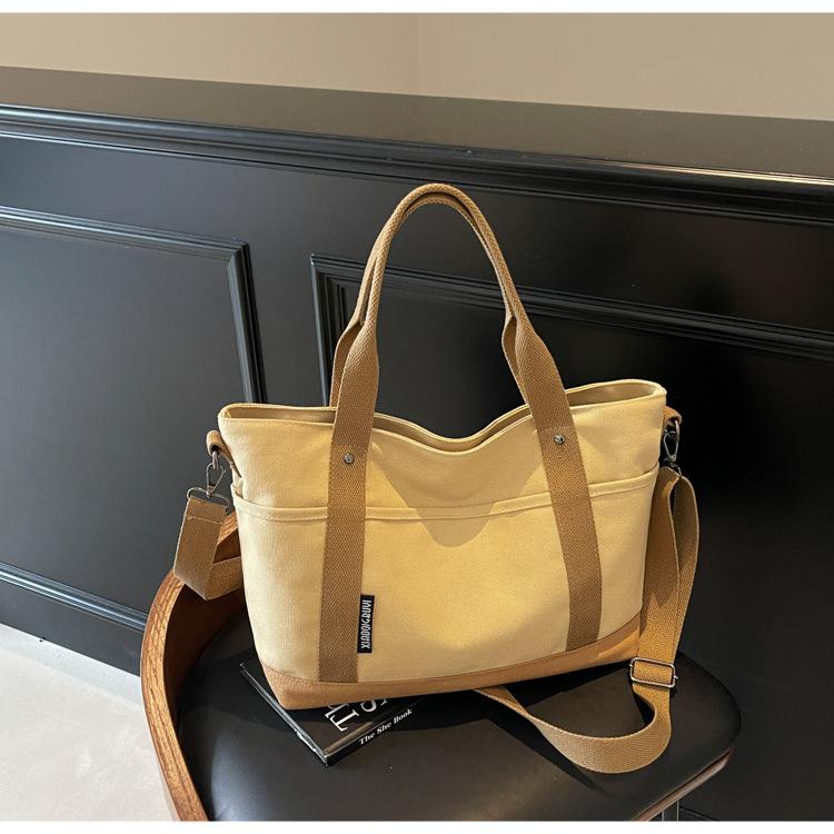 Холщовая сумка женская большой вместимости 2025 новая летняя универсальная сумка-мессенджер повседневная портативная студенческая сумка-тоут