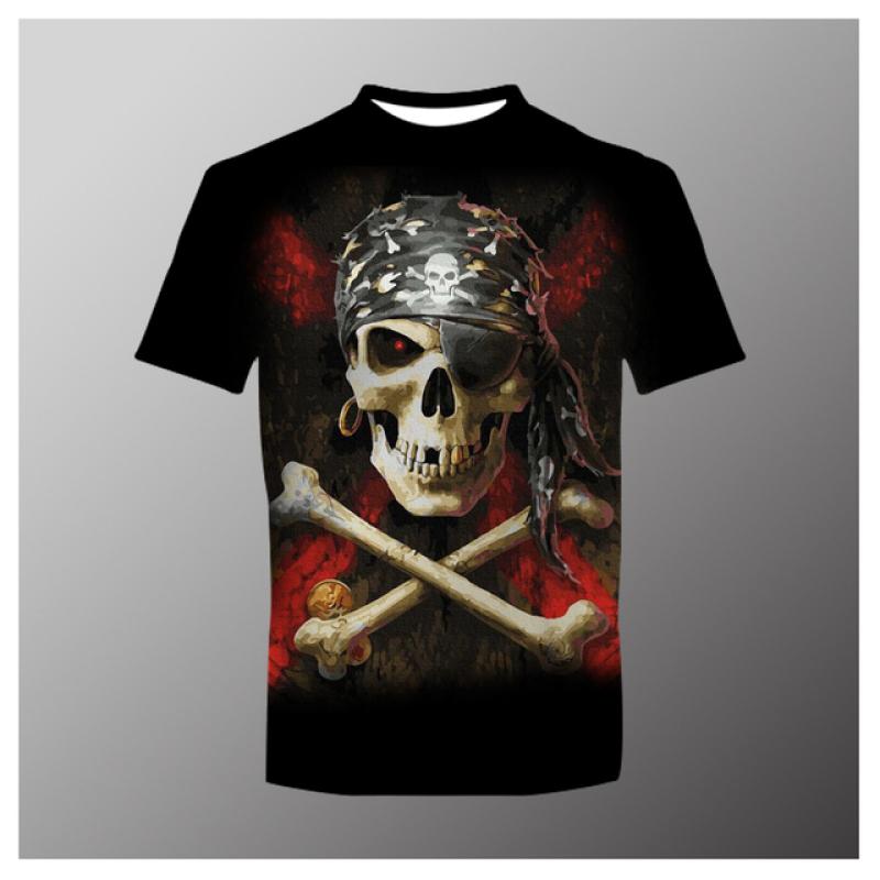 Summer Horror Skull 3D Print Men's T-Shirt Loose O-Neck Short Sleeve Skull Street Rock Hip Hop Top and T-shirt Men's Clothing 6XL
