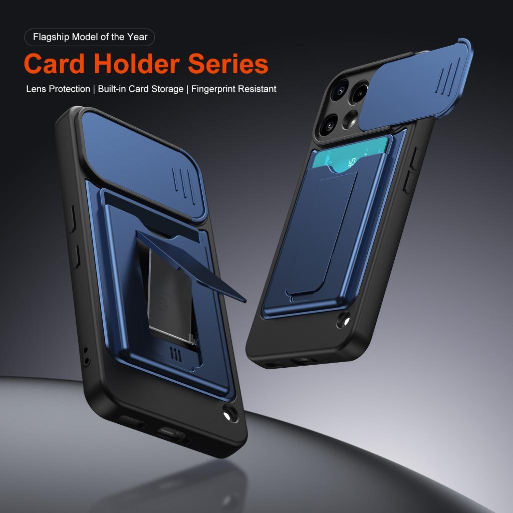 Slide Camera Lens Protector Phone Case w/ Card Slot Holder Invisible Bracket Kickstand For Nothing Phone (4a) Pro (3a) Lite