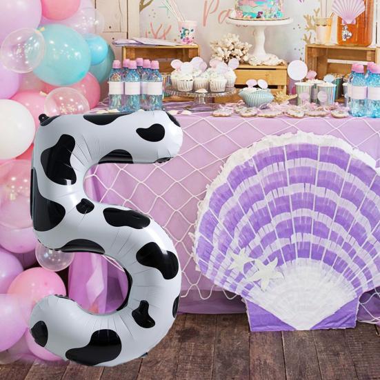 Воздушный шар с номером коровы, большой удобный складной детский день рождения, черно-белый узор, номер коровы