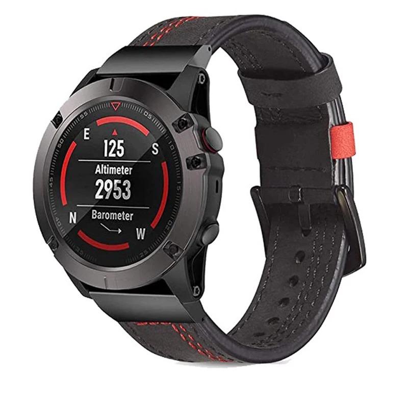 Ремешок из натуральной кожи 22 мм 26 мм для Garmin Fenix 8X 7X Pro 6X 5X Plus Tactix 8 7 AMOLED Epix Pro 51 мм Instinct 2X Quickfit Strap
