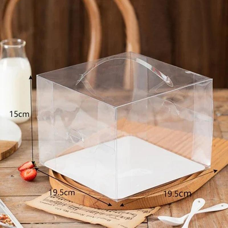 10 комплектов, прозрачная маленькая коробка для торта, 4 дюйма, 5 дюймов, квадратные портативные коробки для десертов, герметичная и видимая переносная упаковка для торта на день рождения