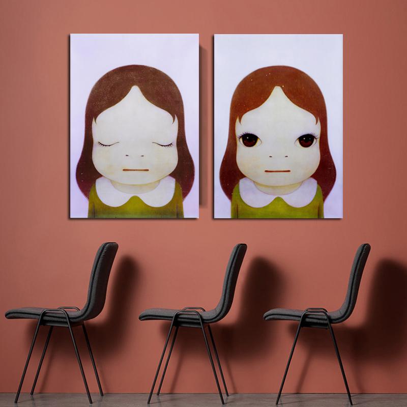 Yoshitomo Nara Cute Cartoon Girl Canvas Painting Sleepwalking Doll Drawing Japanese Wall Pictures For Girl Kids Room Decoration No Frame