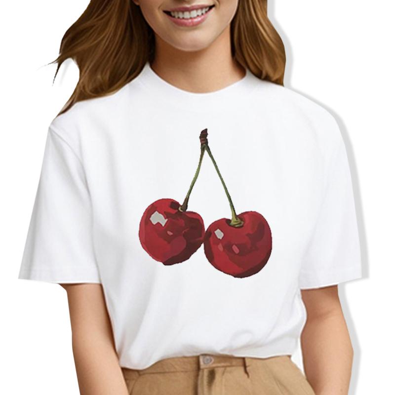 Футболка унисекс с принтом вишневого банта 2000-х годов y2k Футболка для девочки Милая летняя футболка с коротким рукавом Эстетические топы FeUnisex Одежда