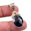 Натуральный черный оникс драгоценный камень 925 пробы цельное стерлинговое серебро двухцветный кулон 1,50" F0E69