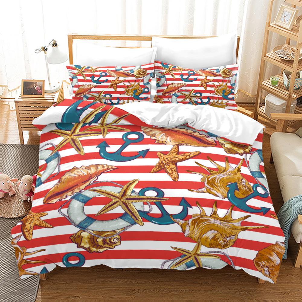 3D односпальная/двуспальная кровать, комплект постельного белья с якорем для комнаты мальчиков, пуховый пододеяльник, 2/3 шт. DE135 * 200, полноразмерный мягкий домашний текстиль из микрофибры