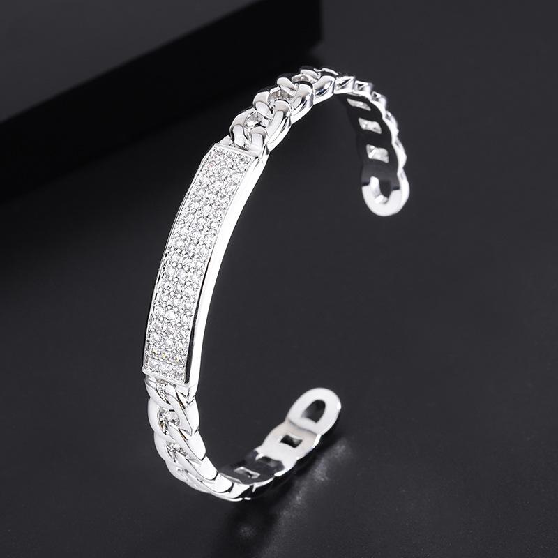 Jewelry European and American micro-inlaid zircon full diamond bracelet open gold-plated hollow chain bracelet bracelet female