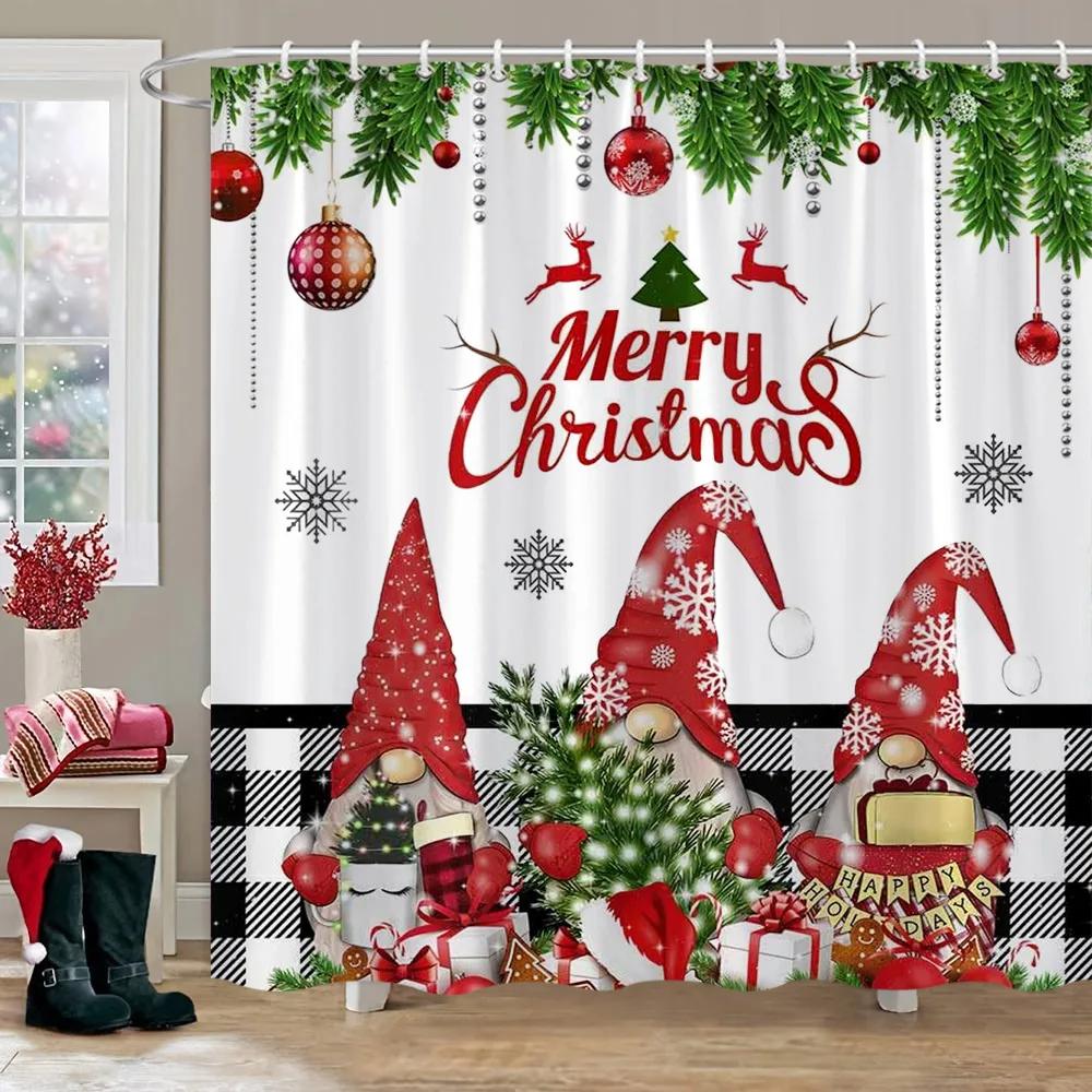 Рождественская занавеска для душа для ванной комнаты, деревенская рождественская занавеска для душа в деревенском доме, винтажная рождественская занавеска для душа для гостиной