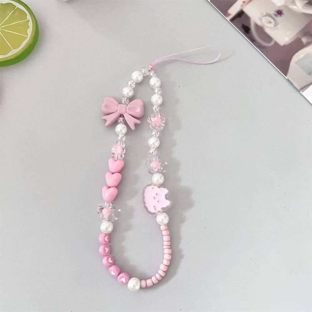 Cartoon Butterfly Bow Phone Chain Candy Colored Phone Wrist Strap Bag Pendant Phone Accessories