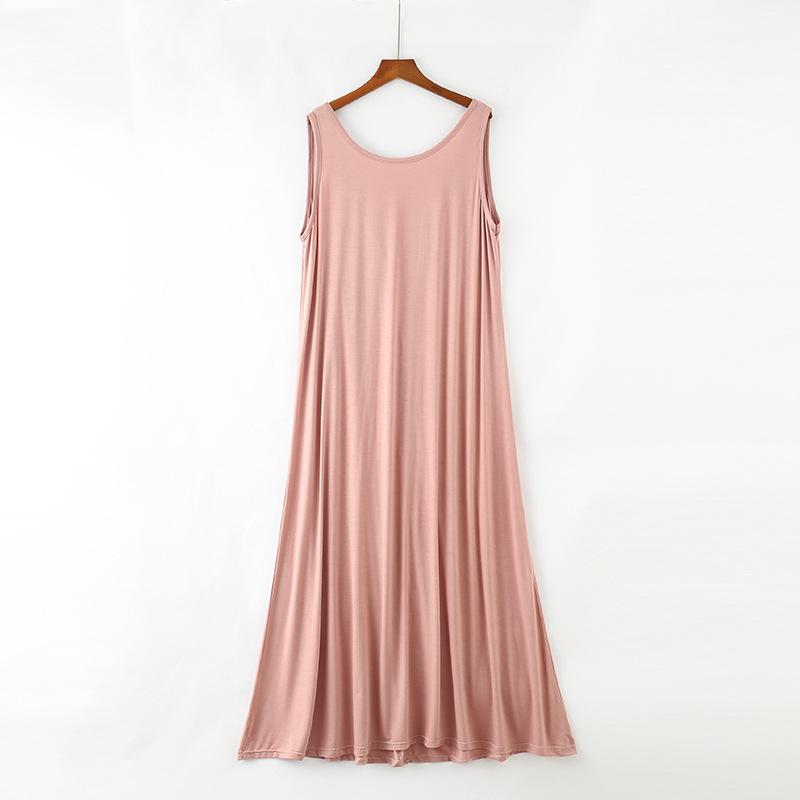 Летняя женская ночная рубашка с круглым вырезом, сексуальная, с завязками, длинное, свободное, большого размера, платье из модала