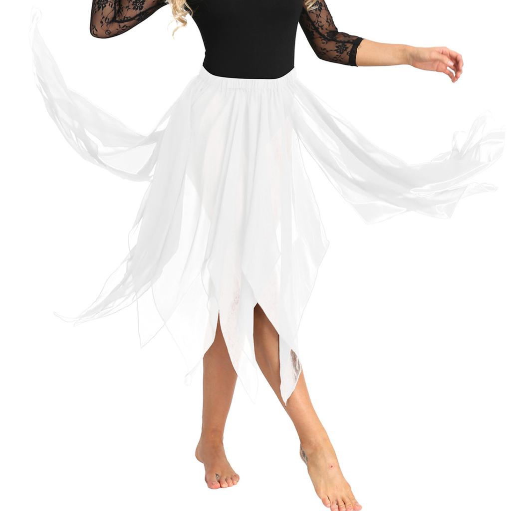 Женская танцевальная юбка Асимметричные шифоновые костюмы для лирического танца Юбки с разрезом по бокам