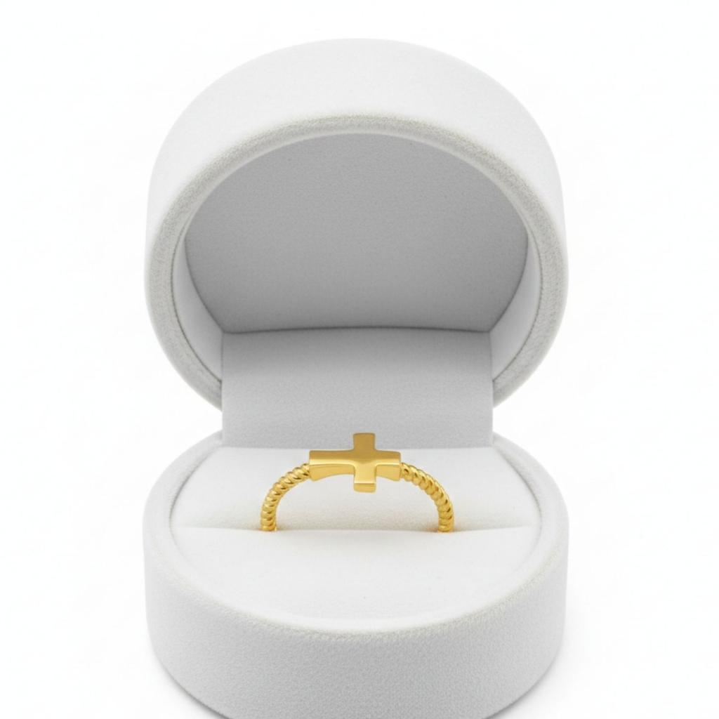 Женское кольцо из стерлингового серебра 925 пробы с позолотой вермейл, витая веревочная полоса, крест