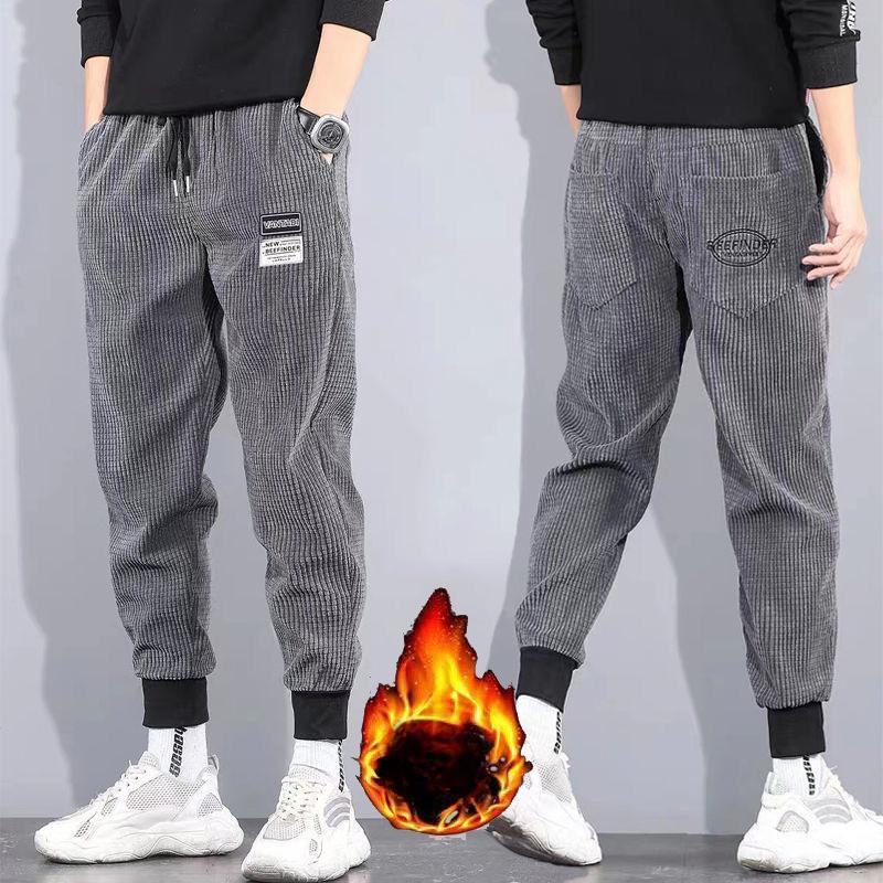 Весна осень и зима плюс размер мужские вельветовые толстые шнурованные теплые брюки спортивные и повседневные удобные свободные бархатные брюки