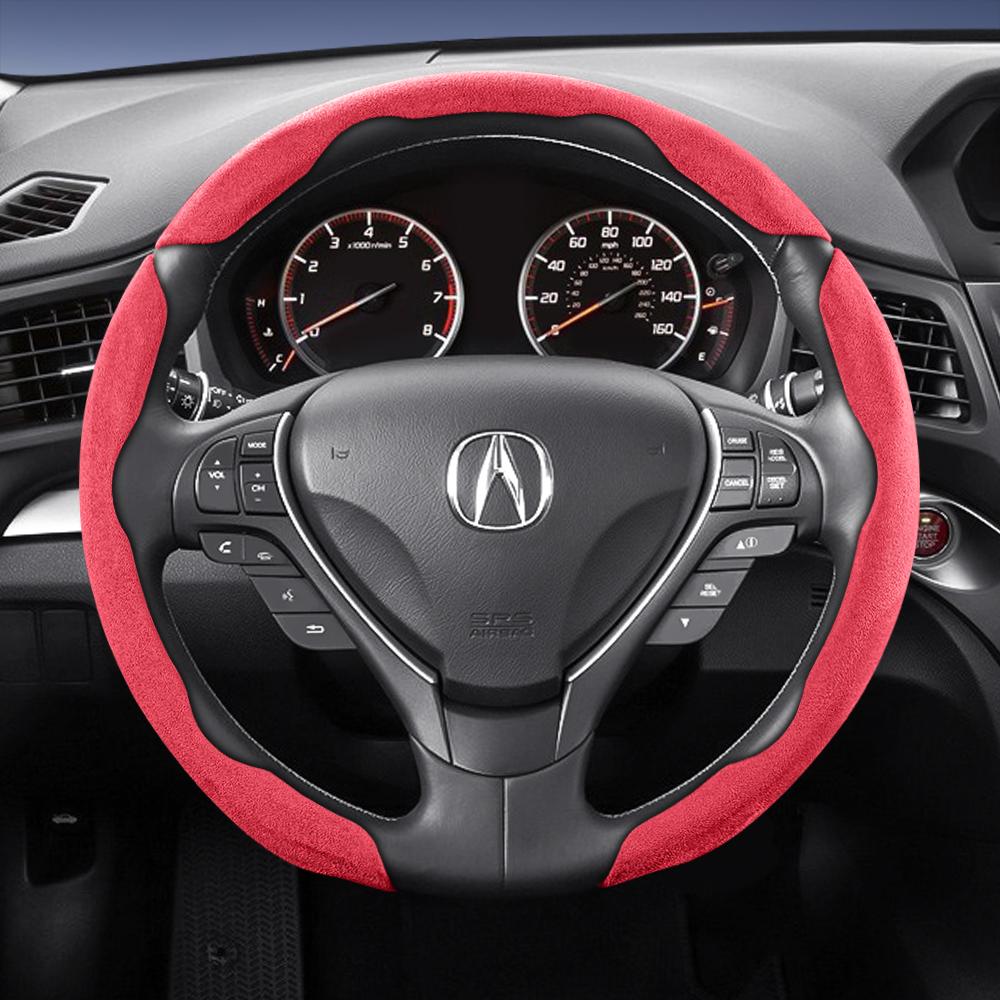 bpzsw1 Suitable for Acura Sports Suede Steering Wheel Cover, Split Snap-On Style, Non-Slip and Durable, for Models Like Mdx, Rdx, Integra, Zdx, Adx,