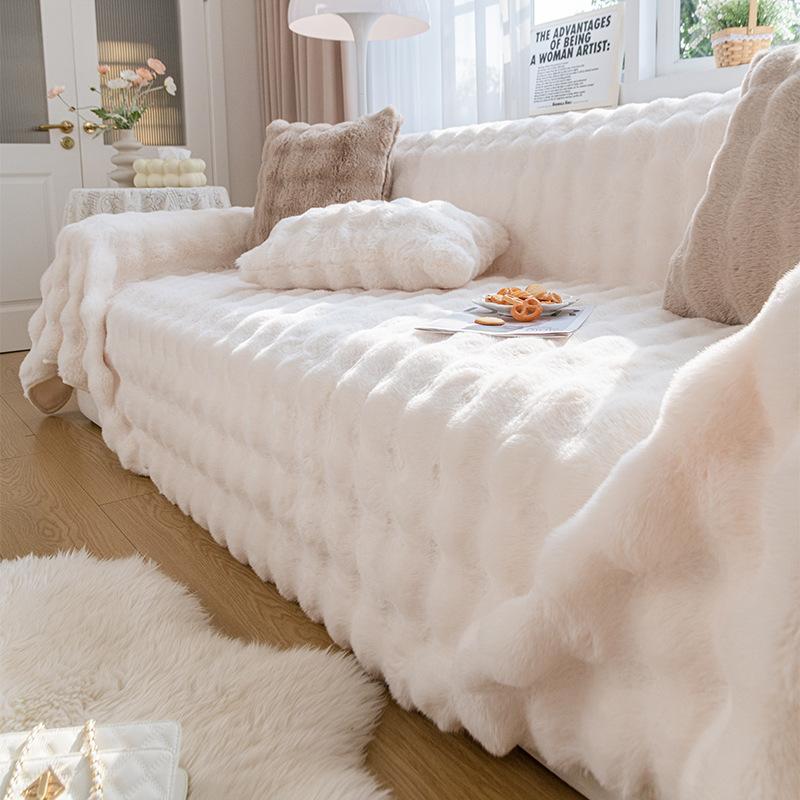 Бархатная ткань для дивана с кроликом, зимний плюшевый противоскользящий чехол для дивана, новое одеяло для подушки с кошачьими царапинами.
