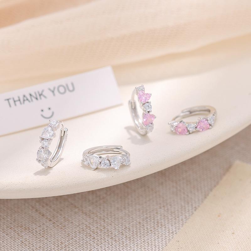 925 Sterling Silver Heart CZ Hoop Earrings for Women Dainty Gold Plated Zircon Huggie Hoops Hypoallergenic Cute Jewelry