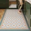 Kitchen Carpet Pvc Waterproof Non-slip Floor Mat Retro American Style Home Decoration Rug Plaid Plant Flower Anti-oil Carpets