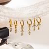 Fanhua Jewelry Tiktok Hot Selling Tarnish Free 18K Gold Plated Stainless Steel CZ Marquee Earring