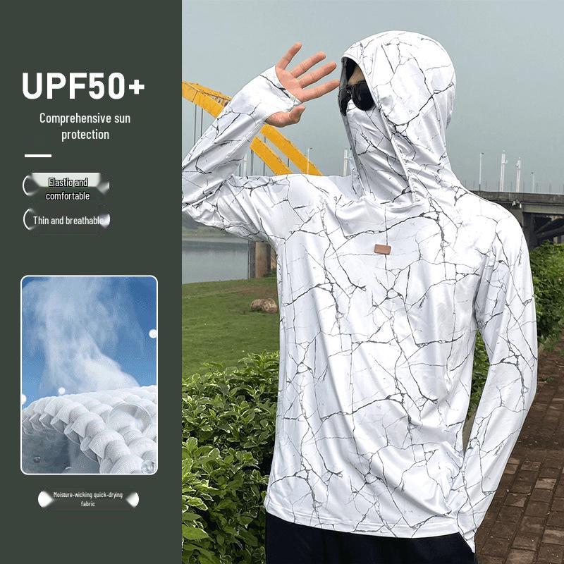 Men's UV Protection Quick-Dry Fishing Suit - Lightweight Summer Ice Silk with Sun Protection Face Covering
