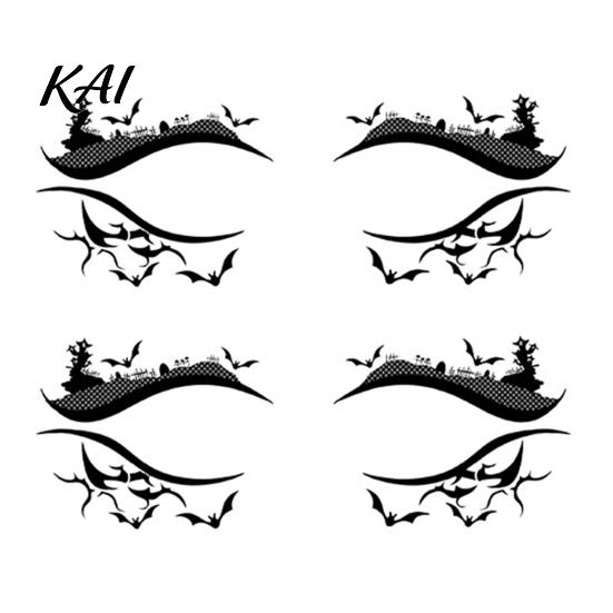 Non Residue Face Stickers 2 Pairs Halloween Eye Tattoo Stickers, Waterproof Temporary Decals with Water Transfer Skin Pumpkin Bat Spider Web,